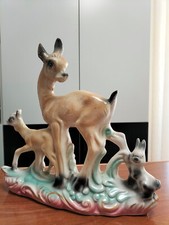 Gruppo in porcellana anni 1960 Cerbiatto, cucciolo e coniglio