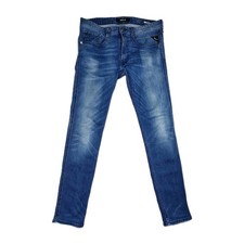 Jeans Replay Anbass uomo W32 L32 slim fit blu chiaro denim sbiadito made in Tunisia