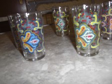 Bicchieri vintage anni 50 Francia Reims vetro smalti orientali lotto di undici.