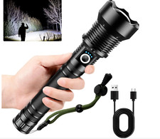 Torcia Professionale Doppia Batteria Ricaricabile USB con LED P60 Display Carica