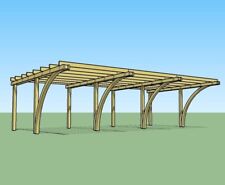 Carport in legno 5x9 h.2,70 copertura per 3 posti auto in pino impregnato