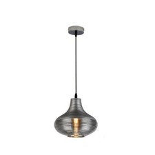 Lampadario A Sospensione In Vetro A Goccia E27 Grigio Fumo Design Moderno