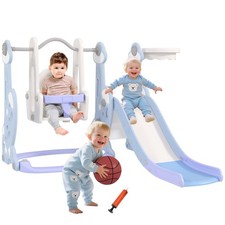 AIYAPLAY Gioco per Bambini 4 in 1 con Scivolo, Altalena, Arrampicata e Canestro