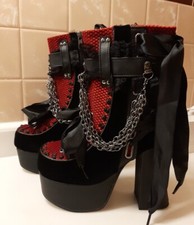 Stivali da combattimento Demonia Charade 110 taglia 6 platform goth nuovi