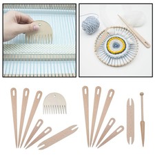 Bastoncini per Telaio per Tessitura in Legno 7 Pezzi Aghi per Uncinetto per