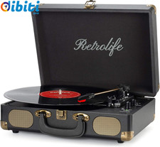 Giradischi Bluetooth 3-Velocità 33/45/78 Giri, Stereo Portatile Vintage Giradisc