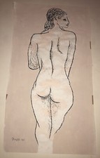 FRANCO BOGGE DISEGNO PASTELLO DONNA NUDA FIRMATO 1965
