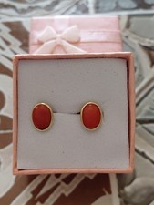 ORECCHINI IN CORALLO SARDO  MONTATI IN ARG. 925. FATTO A MANO X Bambine