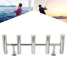 5 Tubi Porta Canna Console Pesca Barca Lanciarazzi Acciaio Inox T Top US
