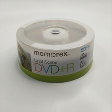 Memorex DVD+R Dischi 20 Pk Lightscribe 16x 4.7GB 120min, Nuovo Sigillato in Fabbrica Pk
