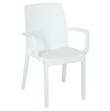 SEDIA DA GIARDINO IN RESINA C/B EFFETTO RATTAN BIANCA,ARREDO ESTERNO,LOCALI,PUB