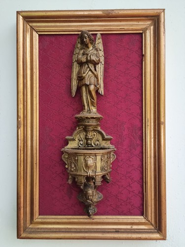 Acquasantiera bronzo dorato - in,
