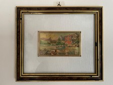 Quadro paesaggio, barche e