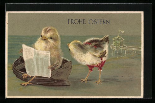 Cartolina pulcini pasqua in - pulcini, di