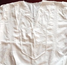 ANTICA CAMICIA DA NOTTE della nonna in COTONE - RICAMI - 1/2 m - colore bianco