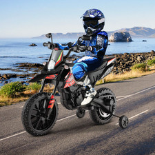 Moto Cavalcabile per Bambini Con Licenza Aprilia E 2 Ruote Aggiuntive, Moto Elet