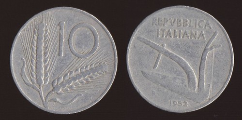 Lire 1952 spighe - lire, aratro