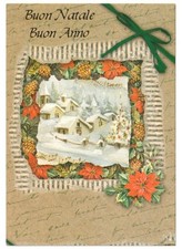 Non Viaggiata cartolina Buon Natale vintage neve paesaggio decorazione natalizia