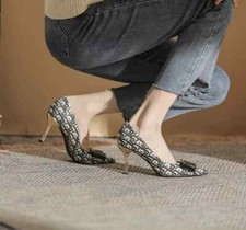 Decolte scarpe donna nero oro comodo 8 cm eleganti pelle sintetica 3741