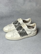 Valentino Garavani 11 Rockstud Sneakers Glitter Bianco Pelle Donna Taglia 40