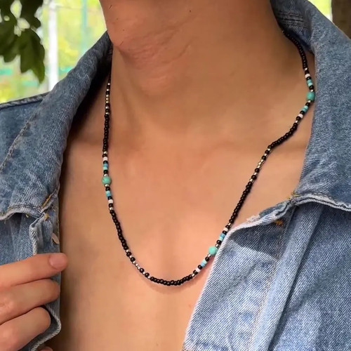 Collana perline turchese - collana,