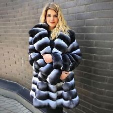 Cappotto di lusso donna cincillà vero rex pelliccia di coniglio pelliccia intera pelliccia naturale capospalla