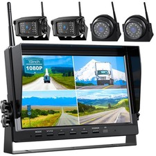 Telecamera di backup wireless 10" monitor quad split con registrazione per camper/camion/rimorchio
