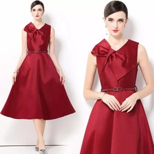Vestito Donna Rosso Vino Midi