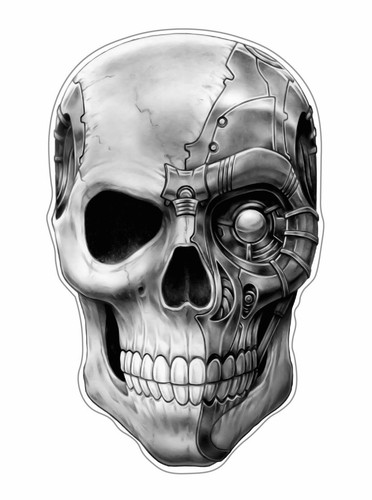 Cyborg skull adesivo sticker - cyborg,