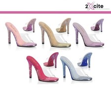 Pleaser Tacco Alto Stiletto Slip On Scarpe Sabot Strass Trasparente Gala 01DMM