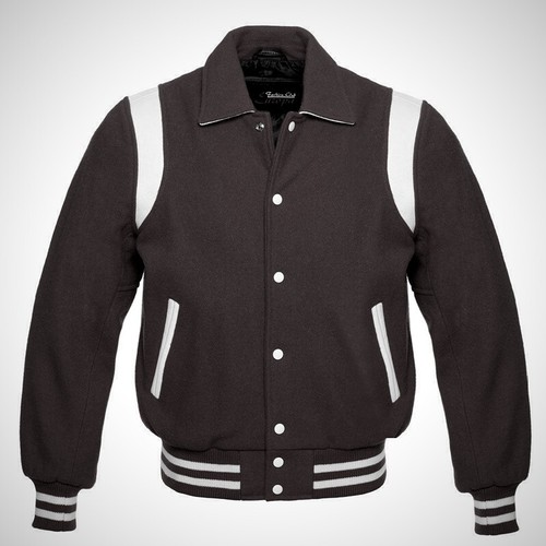 Giacca lana marrone - , pelle