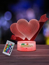 San Valentino innamorati fidanzati idea regalo lampada 3d Led  RGB Cuori love