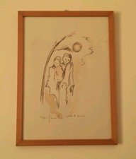 QUADRO 27x37 cm, "Sotto la luna" con cornice in legno