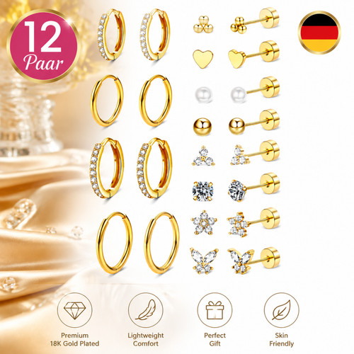 Orecchini oro set paia - orecchini, 12