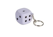 Portachiavi antistress anti stress a forma di dado da gioco BIANCO 0MG1
