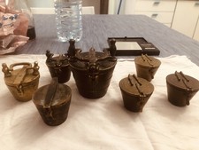 7 secchielli tipo pesiera contenitore di Norimberga   PESI da farmacia