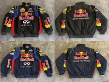 Giacca da corsa vintage F1 adulto, giacca Red Bull, imbottita in cotone ricamato