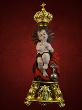 Bambinello Napoletano Gesu' Bambino Napoletano trono ihs 25x26x70cm