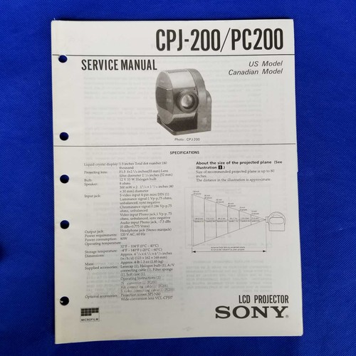 Sony cpj 200 - cpj-200, manuale