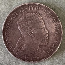 Moneta Argento 1/2 Birr Etiopia Menelik 1889 Silver Coin Addis Abeba