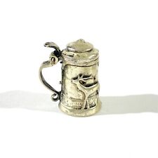 miniatura boccale birra vintage argento massiccio, figurina italiana marcata