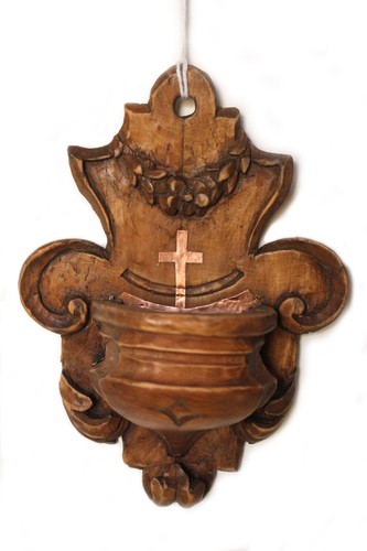 Acquasantiera legno fatta a - in,