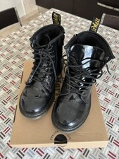 STIVALI DR. MARTENS ANFIBI 15382003 1460 J  BLACK NERO PELLE Lucida Vernice