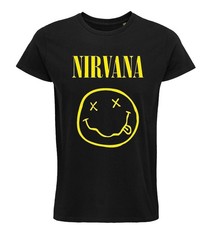 T-shirt Nirvana logo, Kurt Cobain, Grunge Rock, Nera, Unisex, 100% Cotone