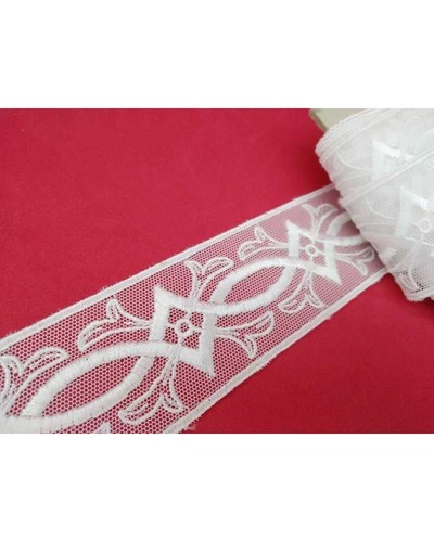 Pizzo bianco tule ricamato - tule,