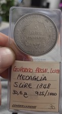 Medaglia Governo Provvisorio Lombardia 5 Lire 1848. Argento 30,6 grammi 925