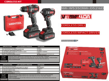 Trapano Avvitatore + Avvitatore a Impulsi 21V 4.0Ah 2 Batterie Litio Brushless N