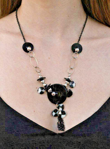Collana lunga metallo losanghe - metallo,