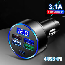 Caricabatteria Auto 4 Porte USB Caricatore LED Display Digitale Accessori Interni Veicoli