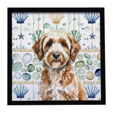 Lagotto Romagnolo mare costiero vetro incorniciato stampa metallo WDK7095MFP88